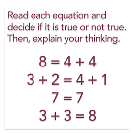 Mathematical statement card used in student interviews, a simple equation